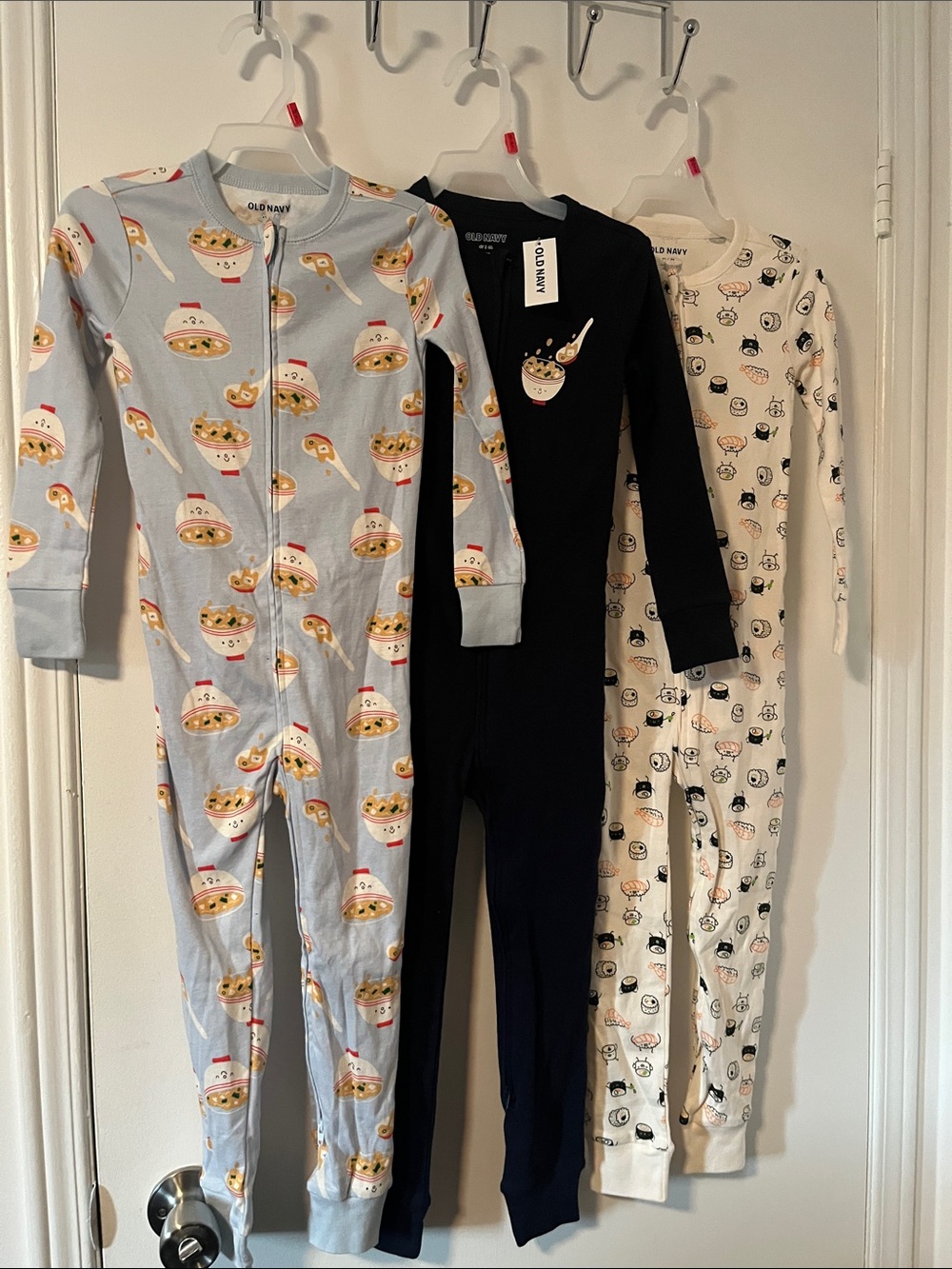 Old Navy Kids Ramen Footed Pajama Set - Light Blue, Black, Cream